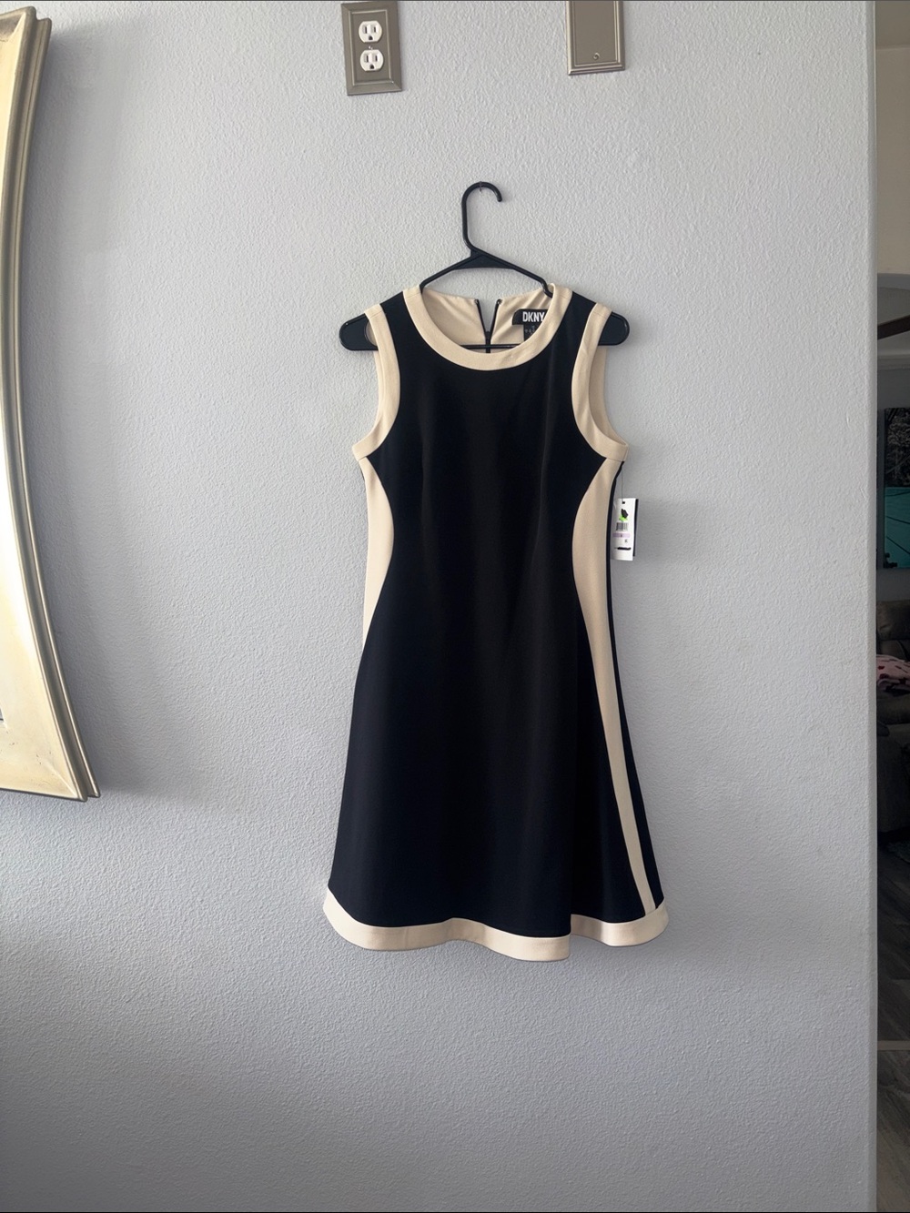 DKNY Black Dress with Cream Trim